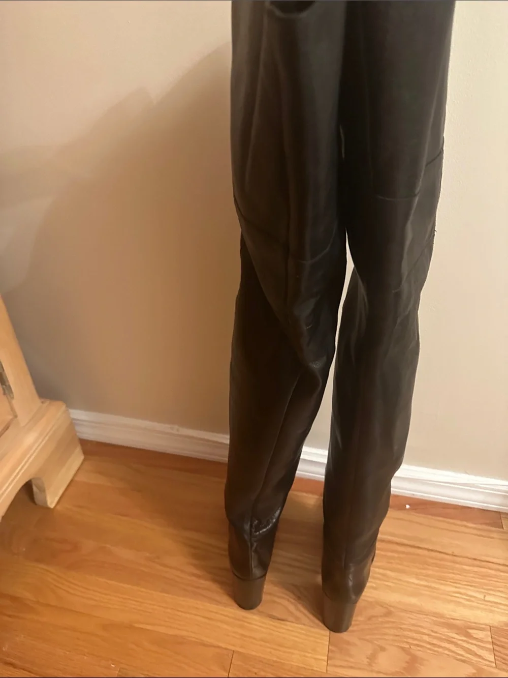 Isabel Marant Black Leather Over-The-Knee Block Heel Boots